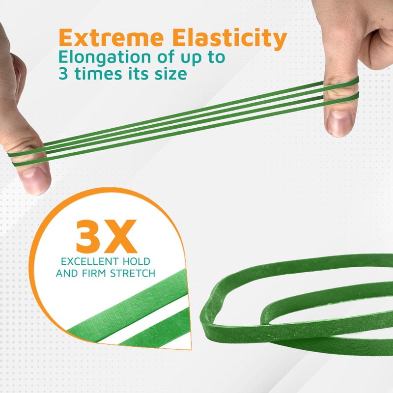 PlasticMill Light Green Rubber Bands Size 33 (3 1/2" x 1/8") - #33 Colored Rubber Bands Office Supplies - Strong, Elastic Bands for Crafts, Balloon Garland, Cash, File Folders (500-Pack) - Image 3